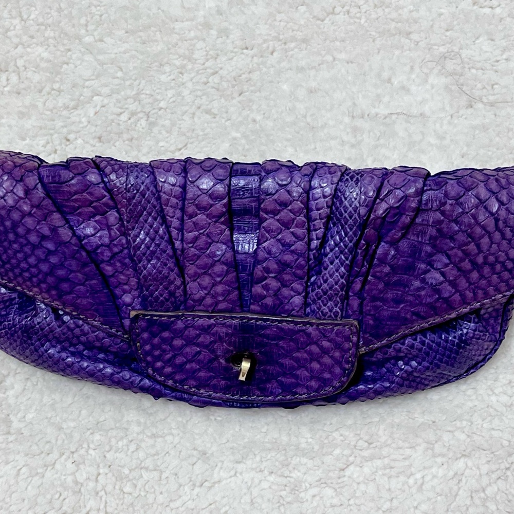 Zagliani Handmade Vintage Python Puffy Clutch Bag… - image 7